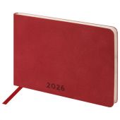 Еженедельник датированный 2026 МАЛЫЙ ФОРМАТ 105х160 мм, А6, BRAUBERG "Unique", красный, 117206