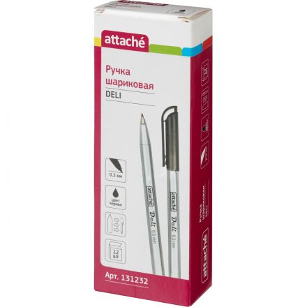 Ручка шариковая Attache Deli черная (толщина линии 0.5 мм)