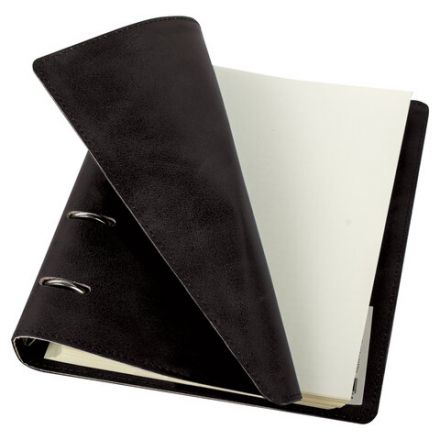 Тетрадь на кольцах А5 (180х220 мм), 120 листов, под кожу, клетка, BRAUBERG "Main", черный, 402004