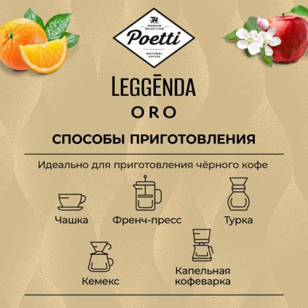 Кофе Poetti Leggenda Oro в зернах, 1кг Кофе Poetti Leggenda Oro в зернах, 1кг