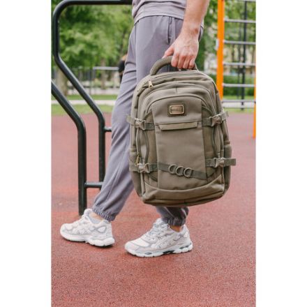 Рюкзак HEIKKI DESERTED (ХЕЙКИ) универсальный, 3 отделения, эргономичный, багажная лента, хаки, 47х33х17 см, 273877