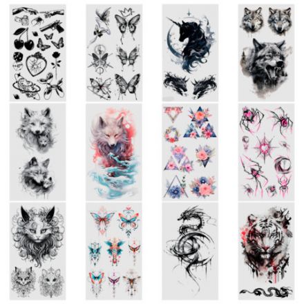 Наклейки-тату переводные "Разные", 20,5х10 см, ассорти 12 видов, FUNSTER (ФАНСТЕР), 666102 Наклейки-тату переводные "Разные", 20,5х10 см, ассорти 12 видов, FUNSTER (ФАНСТЕР), 666102