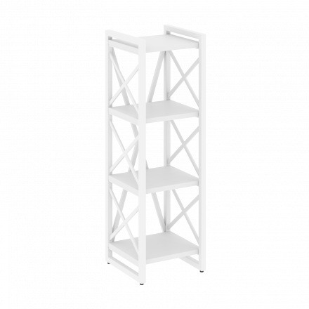 Loft Стеллаж на регулируемых опорах-4 полки VR.L-MST.O-4.4 Белый бриллиант/Белый металл 400*400*1280