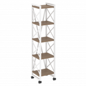 Loft Стеллаж на колесных опорах-5 полок VR.L-MST.K-5.4 Дуб аризона/Белый металл 400*400*1704