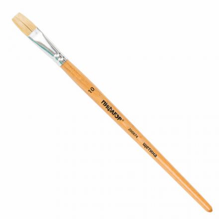 Кисть ПИФАГОР, ЩЕТИНА, плоская, № 10, деревянная лакированная ручка, пакет с подвесом, 200874 Кисть ПИФАГОР, ЩЕТИНА, плоская, № 10, деревянная лакированная ручка, пакет с подвесом, 200874