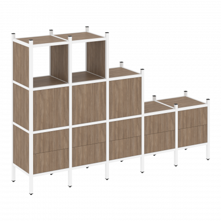 Loft Прямой стеллаж наборный VR.L-19 Дуб аризона/Белый металл 2110*446*1458