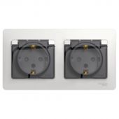 Розетка 2-ая с/з со шт. в сборе IP44 SE Glossa Белый (GSL000147)