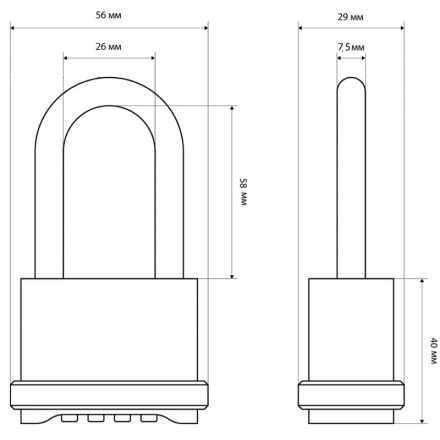 Замок навесной кодовый_УЗК Булат ВС 564-01 (41xd=7x58) ЦАМ золото(дл.дужка)
