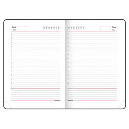 Ежедневник недатированный А5 138x213 мм BRAUBERG "Waves" под кожу, застежка 160 л., серый/оранжевый, 111877