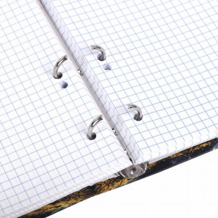 Тетрадь на кольцах А5 175х215 мм, 120 листов, твердый картон, фольга, клетка, BRAUBERG, "Marble", 404719