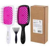 Расческа для волос массажная 20х8,5 см, НАБОР 2 шт. + щетка для чистки В ПОДАРОК, MONTE VITA (МОНТЕ ВИТА), 457434