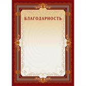 Благодарность А4 230 г/кв.м 10 штук в упаковке (коричневая рамка без герба, А4-15/Б)