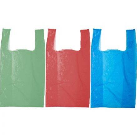 Пакет-майка ПНД цветной 10 мкм (25+12х45 см, 100 штук в упаковке)