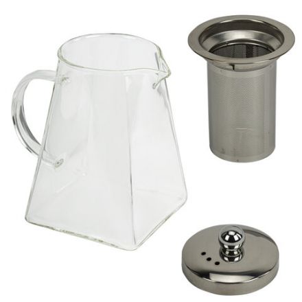 Чайник заварочный 950 мл, жаропрочное стекло, металлическая колба-заварник, DASWERK (ДАСВЕРК), 608647