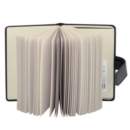 Скетчбук, слоновая кость 140 г/м2 90х140 мм, 80 л., КОЖЗАМ, застежка, BRAUBERG ART CLASSIC, черный,116458