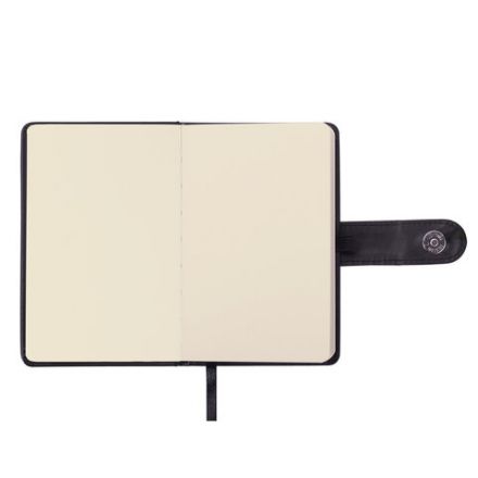 Скетчбук, слоновая кость 140 г/м2 90х140 мм, 80 л., КОЖЗАМ, застежка, BRAUBERG ART CLASSIC, черный,116458