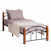 Кровать AT-8077, дерево гевея/металл, 90*200 см (Single bed), красный дуб/черный