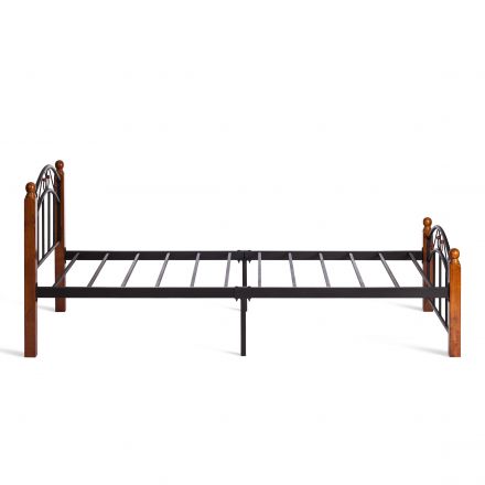 Кровать AT-8077, дерево гевея/металл, 90*200 см (Single bed), красный дуб/черный