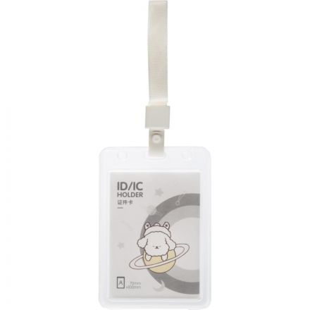 Бейдж Deli 64808 вертик.,на шнур. с клипом.,вкладыш:69x110мм, ассорти, 1 шт