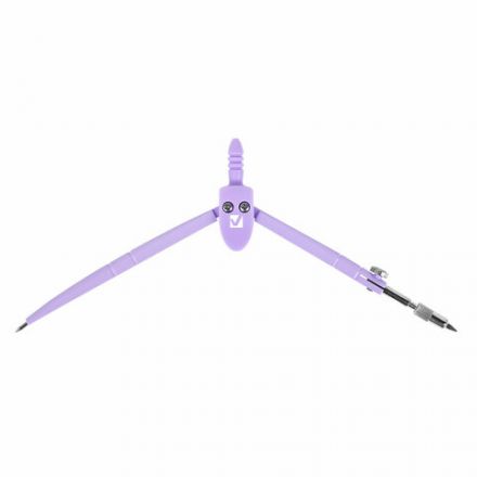 Циркуль BRAUBERG GEOMETRY, 120 мм, пастельно-фиолетовый цвет, защитный колпачок, пластиковый пенал, 210698