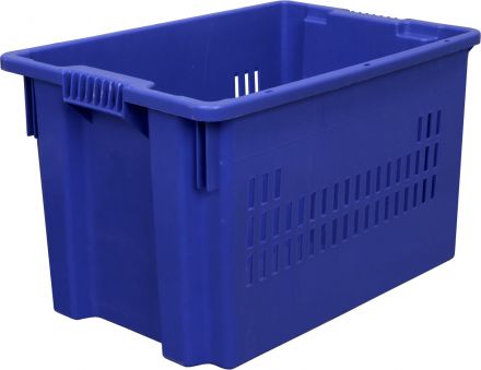 Ящик 600х400х350 дно сплошное, стенки перфорированные  синий