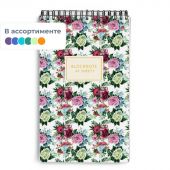 Блокнот А5,40л,клетка,гребень ЦВЕТЫ.ПАТТЕРН 3-40-251 в ассорт