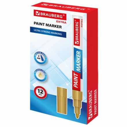 Маркер-краска лаковый EXTRA (paint marker) 2 мм, ЗОЛОТОЙ, УСИЛЕННАЯ НИТРО-ОСНОВА, BRAUBERG, 151972 Маркер-краска лаковый EXTRA (paint marker) 2 мм, ЗОЛОТОЙ, УСИЛЕННАЯ НИТРО-ОСНОВА, BRAUBERG, 151972