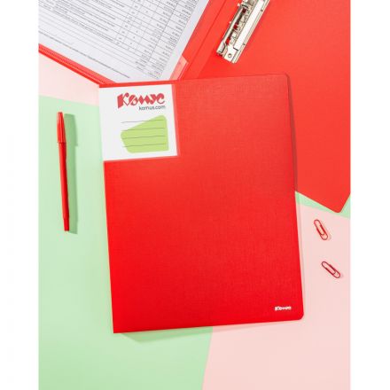 Папка с зажимом Комус Шелк красная
