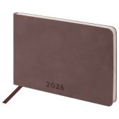 Еженедельник датированный 2026 МАЛЫЙ ФОРМАТ 105х160 мм, А6, BRAUBERG "Unique", темно-коричневый, 117207