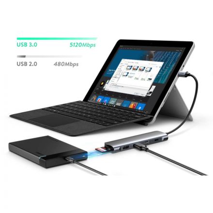 Разветвитель USB UGREEN 6 в 1 , HDMI, 2 x USB 3.0, SD/TF, PD (70411)