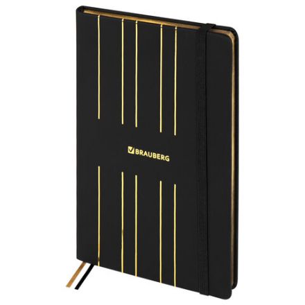 Блокнот А5 (135х205 мм), BRAUBERG "TOUCH", под кожу, 80 л., линия, черный, 113409