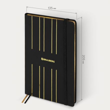 Блокнот А5 (135х205 мм), BRAUBERG "TOUCH", под кожу, 80 л., линия, черный, 113409