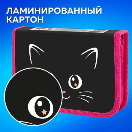 Пенал ПИФАГОР, 1 отделение, ламинированный картон, 19х11 см, "Dark kitten", 273467 Пенал ПИФАГОР, 1 отделение, ламинированный картон, 19х11 см, "Dark kitten", 273467