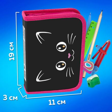 Пенал ПИФАГОР, 1 отделение, ламинированный картон, 19х11 см, "Dark kitten", 273467 Пенал ПИФАГОР, 1 отделение, ламинированный картон, 19х11 см, "Dark kitten", 273467