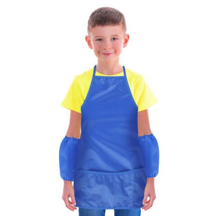 Фартук с нарукавниками для уроков труда ПИФАГОР, 3 кармана, увеличенный размер, 45x60 см, синий, 273746