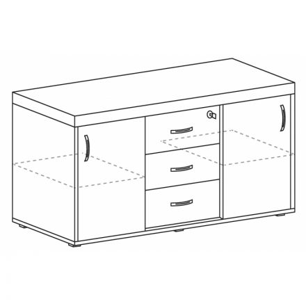 Тумба-купе Easy Director с замком (дуб светлый, 1200x540x640 мм)