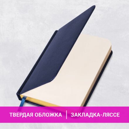 Ежедневник недатированный МАЛЫЙ ФОРМАТ 100x150 мм, А6, BRAUBERG "Iguana", под кожу, 160 л., синий, 114467