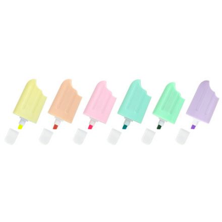 Набор текстовыделителей 6 ПАСТЕЛЬНЫХ ЦВЕТОВ, ЮНЛАНДИЯ "СЛАДКИЕ ИСТОРИИ", линия 1-5 мм, 152511