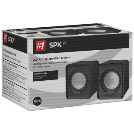 Колонки компьютерные DEFENDER SPK 22, 2.0, 2х2, 5Вт, пластик, черный, 65503
