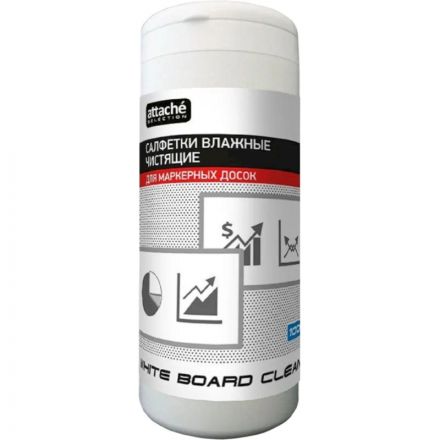 Салфетки для чистки белых маркерных досок Attache Selection White Board Clean (100 штук, вискоза) Салфетки для чистки белых маркерных досок Attache Selection White Board Clean (100 штук, вискоза)