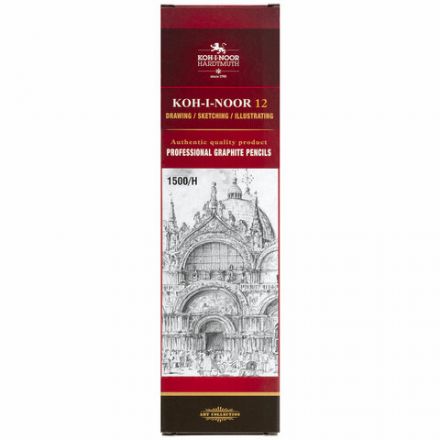 Карандаш чернографитный KOH-I-NOOR 1500, 1 шт., H, корпус желтый, заточенный, 150000H01170RU