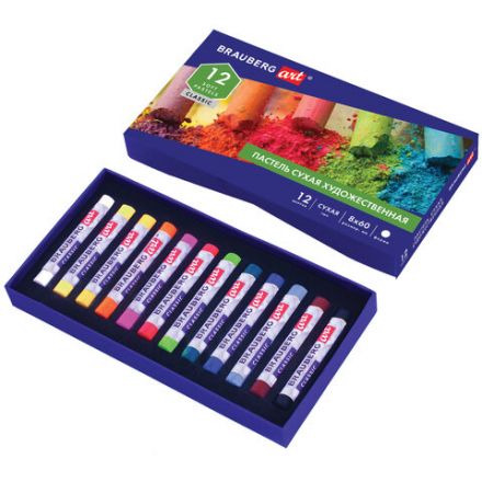 Пастель сухая художественная BRAUBERG ART CLASSIC, 12 цветов, круглое сечение, 181453 Пастель сухая художественная BRAUBERG ART CLASSIC, 12 цветов, круглое сечение, 181453