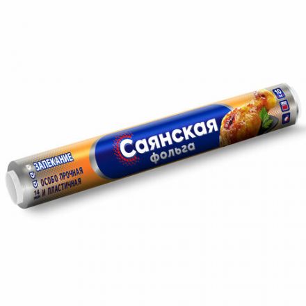 Фольга пищевая 29 см х 10 м, 14 мкм, ПРОЧНАЯ, САЯНСКАЯ ФОЛЬГА в пленке, Запекание О10П-290х35 Фольга пищевая 29 см х 10 м, 14 мкм, ПРОЧНАЯ, САЯНСКАЯ ФОЛЬГА в пленке, Запекание О10П-290х35