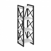 Loft Стеллаж на регулируемых опорах-4 полки VR.L-MST.O-4.4 Белый бриллиант/Чёрный металл 400*400*1280