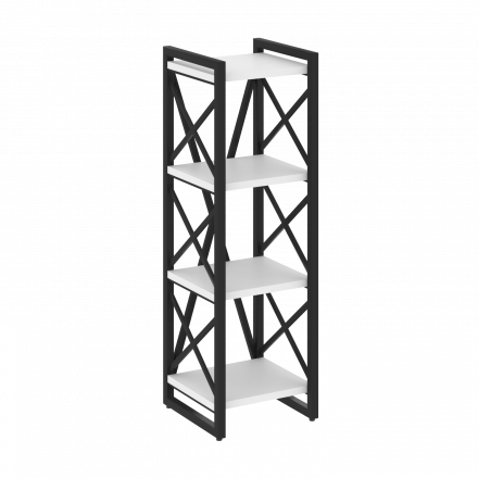 Loft Стеллаж на регулируемых опорах-4 полки VR.L-MST.O-4.4 Белый бриллиант/Чёрный металл 400*400*1280