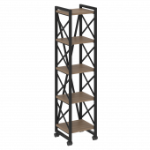 Loft Стеллаж на колесных опорах-5 полок VR.L-MST.K-5.4 Дуб аризона/Чёрный металл 400*400*1704