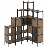 Loft Угловой внутренний стеллаж наборный VR.L-44 Дуб аризона/Чёрный металл 1694*1278*2280