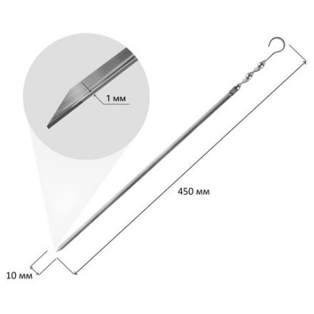 НАБОР угловых шампуров 6 шт. размер 450х10х1 мм, ЧЕХОЛ ДЛЯ ХРАНЕНИЯ В КОМПЛЕКТЕ, нержавеющая сталь, 701733
