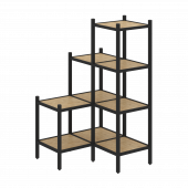 Loft Угловой внутренний стеллаж наборный VR.L-36 Тиквуд светлый/Чёрный металл 862*862*1458 Loft Угловой внутренний стеллаж наборный VR.L-36 Тиквуд светлый/Чёрный металл 862*862*1458