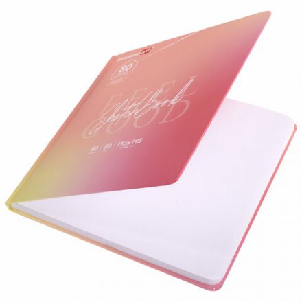 Скетчбук, белая бумага 80 г/м2, 195х195 мм, 80 л., резинка, твердый, BRAUBERG ART DEBUT "Уноколор", 114583